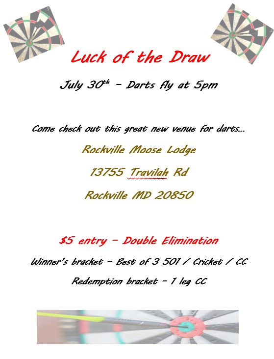 Dart Tournament Rockville Moose WADA Leagues