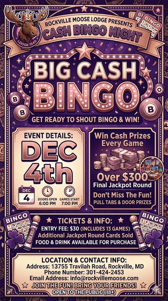 BINGO Games Rockville Moose Lodge